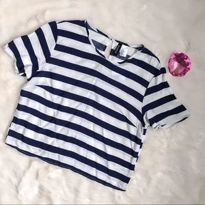 NWT H&M navy stripe crop top